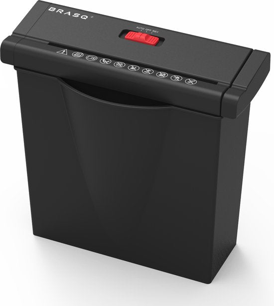 BRASQ Papierversnipperaar met Opvangbak Zwart - 7 Liter - Papiervernietiger voor thuis en kantoor - P2 - 6mm stroken - 6 vellen