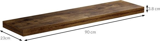 Casaria Wandplank - MDF - Tot 15Kg - 90 cm x 23 cm x 3,8 cm - Donker Eiken