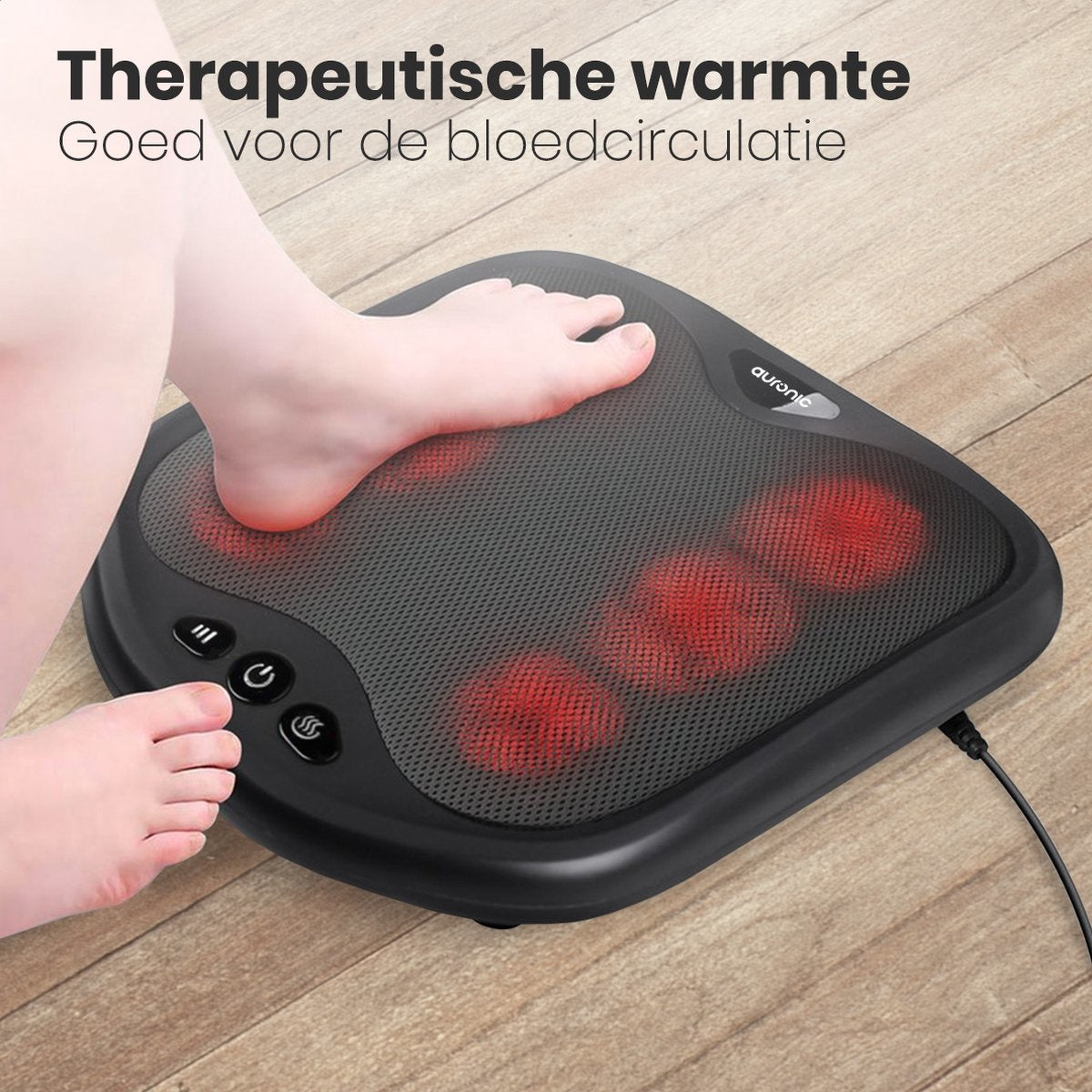 Auronic Voetmassage Apparaat – Warmtefunctie – 36,3 x 34,6 x 9 cm – Zwart