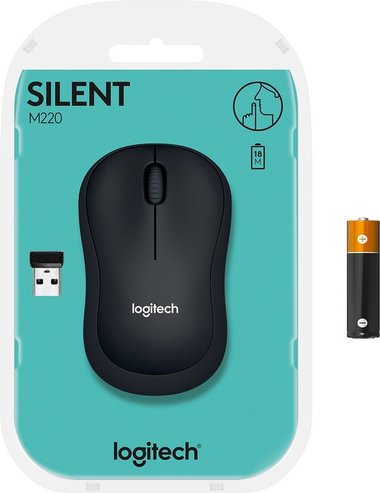 Logitech M220 Silent - Draadloze Muis - USB Nano Ontvanger - Grijs