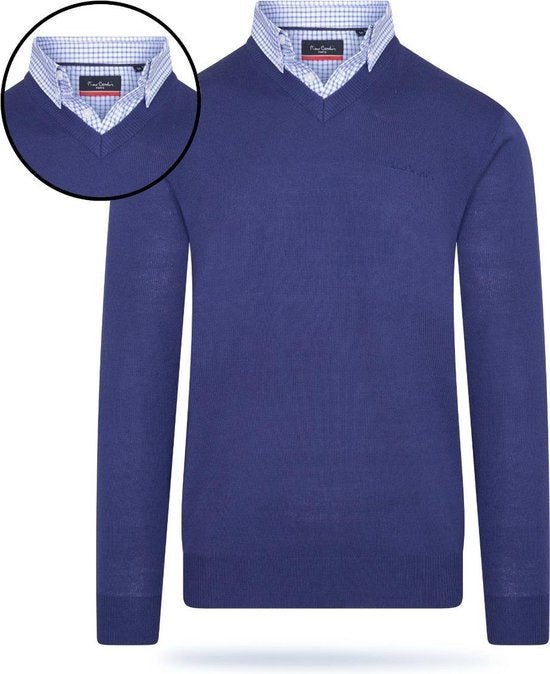 Pierre Cardin - Heren Sweaters Mock Pullover - Blauw - Maat S