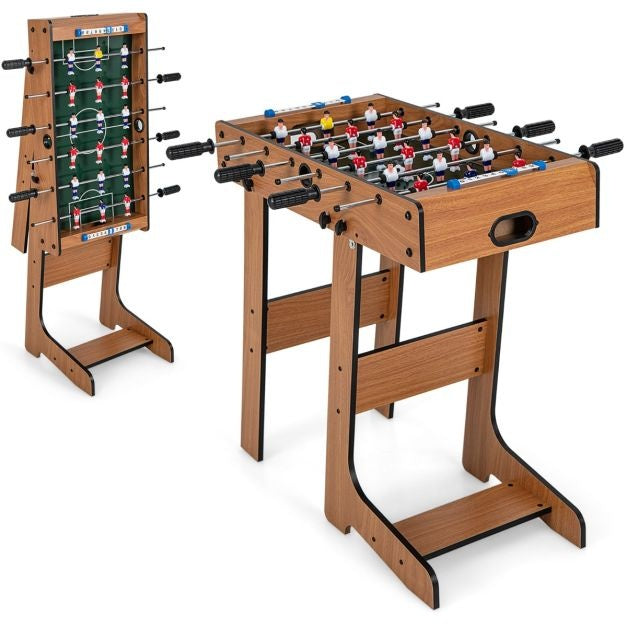 Coast Inklapbare Tafelvoetbaltafel Incl. 18 Voetbaltafel en 2 Ballen Speeltafel voor Volwassenen en Kinderen Tafelvoetbal voor Speelkamer