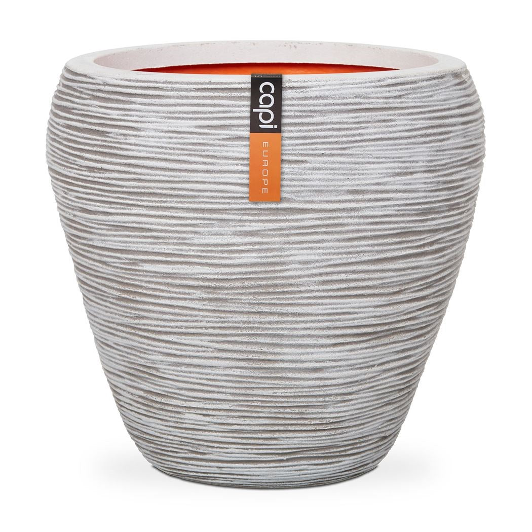 Capi vaas taps rond Nature Rib - 42 x 38 cm - Ivoor