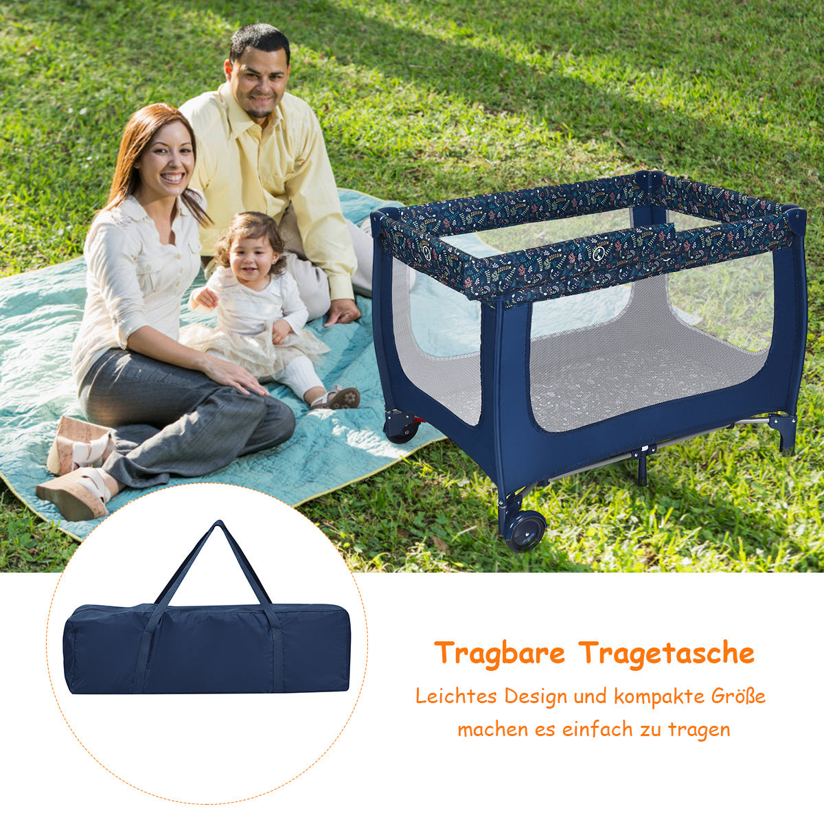 Coast 2 in 1 reisbed en playpen opvouwbare kinderbed 125 x 65 x 76 cm blauw