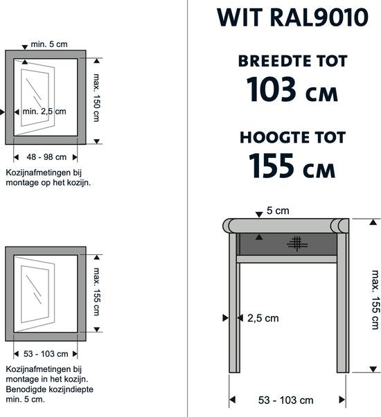 Bruynzeel Rolhor raam s700 103x155 wit