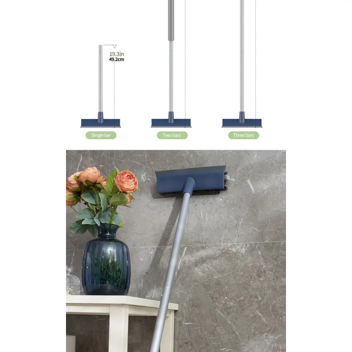 emmama 2-in-1 Vloerschrobborstel met Trekker - Verstelbare Steel