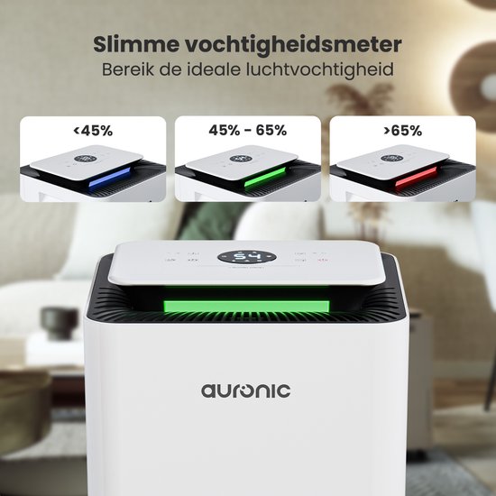 Auronic Luchtontvochtiger en Luchtreiniger - Pro Series - 20L per dag - Was-droog functie - Slaapkamer, Badkamer en Woonkamer - Wit