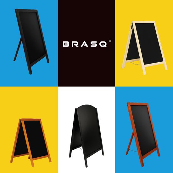 BRASQ Krijtstoepbord Elegance Zwart - 70x130 CM - Krijtbord - Reclamebord - Stoepbord - Dubbelzijdig - voor Binnen en Buiten - Horeca