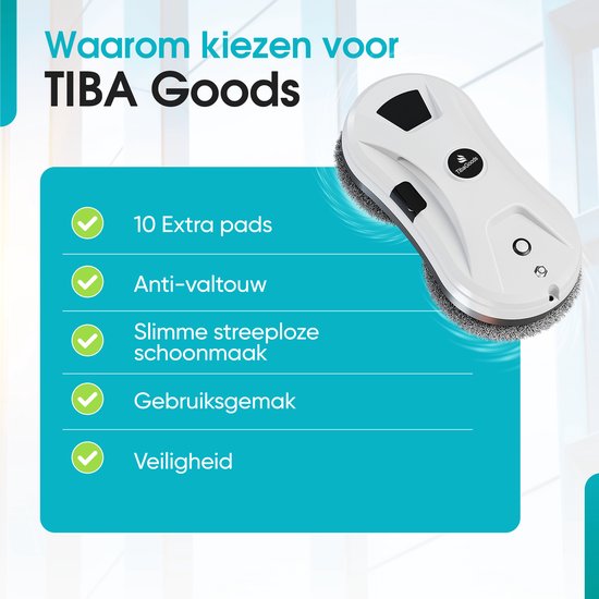TibaGoods Robot Ruitenreiniger - Ramenwasser - Robot - Dweilrobot - Anti-val touw - Slimme waterspray - Krachtige zuigkracht - Met afstandsbediening - Incl. 10 microvezeldoeken