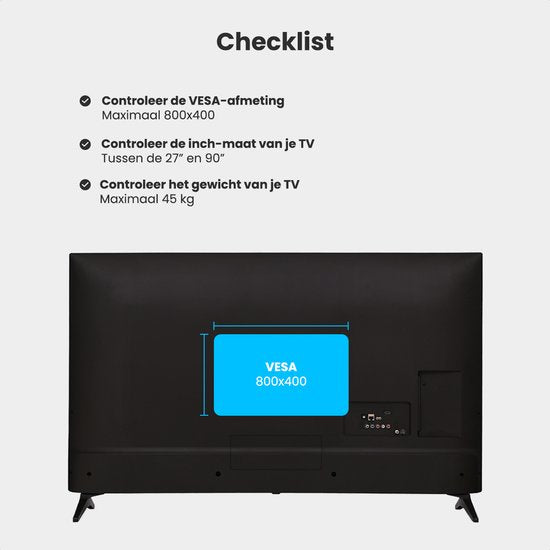 Auronic TV Beugel - TV Muurbeugel - Draaibaar en Kantelbaar - 37 tot 90 inch - Tot 65 KG - Zwart