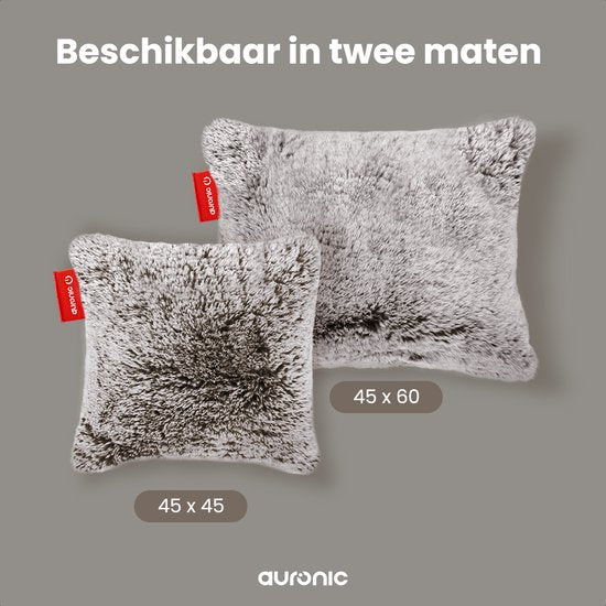 Auronic Warmtekussen - Teddy - 45x45 - Draadloos - Oplaadbaar - Elektrisch kussen - Infrarood - Grijs