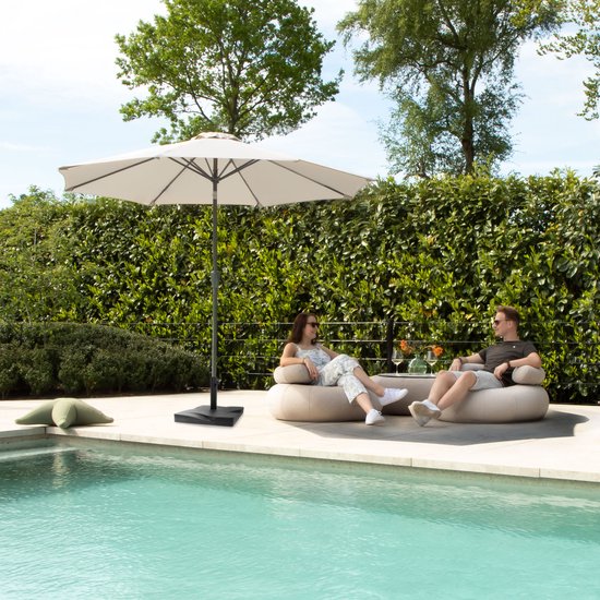 VONROC Premium Stokparasol Recanati Ø300cm – Incl. beschermhoes - Ronde parasol - Kantelbaar – UV werend doek - Beige