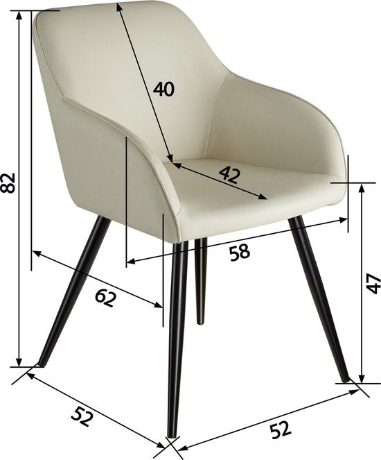tectake® - Stoel Marilyn stof creme /zwart