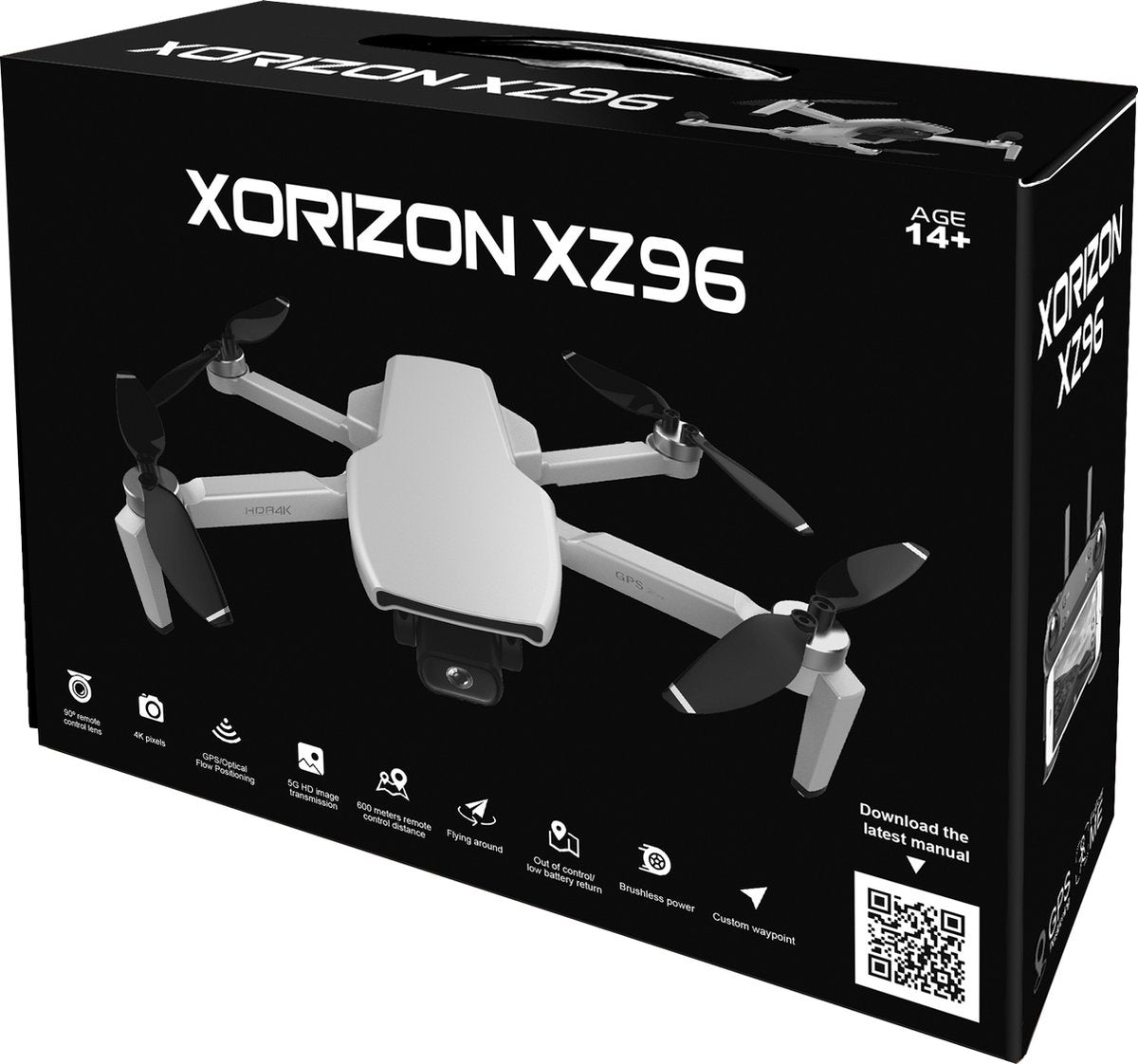 Xorizon XZ96 4K GPS drone - 4K camera - Drone met camera - Drone met GPS - Mini Drone - Brushless motoren - 50 minuten vliegtijd - 1 KM bereik - 5GHz Wifi FPV - incl. Travelcase - Geen vliegbewijs nodig - 242 gram - 2 accu's meegeleverd - Zwart