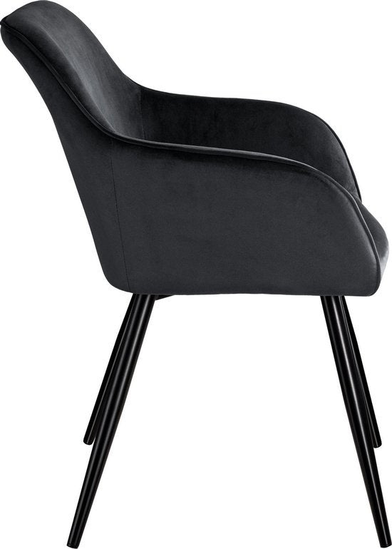 tectake® - Stoel - eetkamerstoel - Marilyn fluweellook zwart - 403663