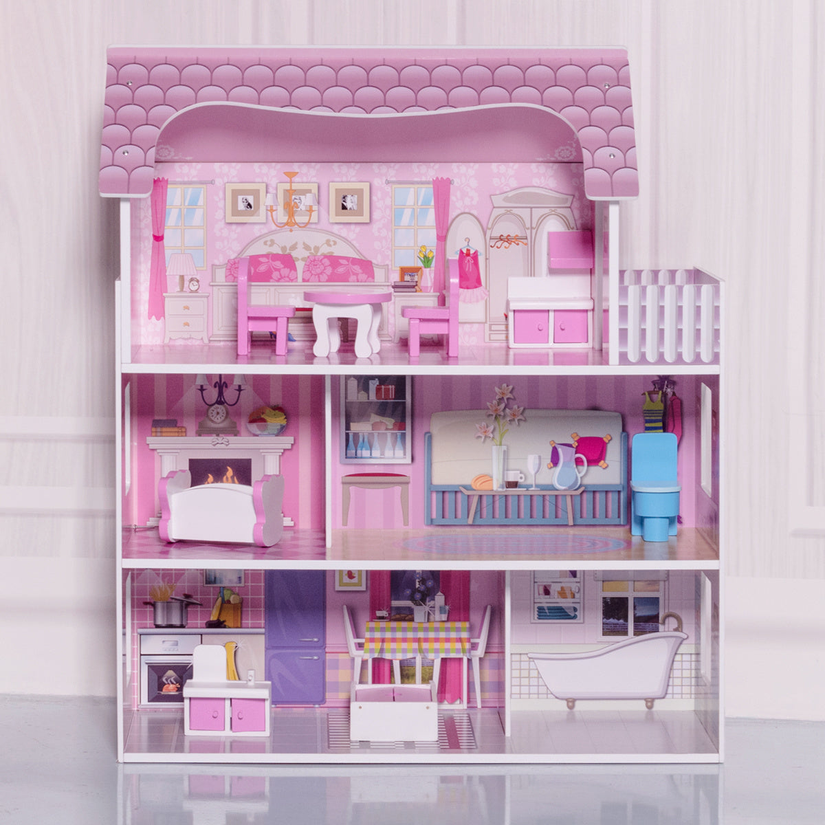 Coast Poppenhuis 3 Verdiepingen Villa - Roze