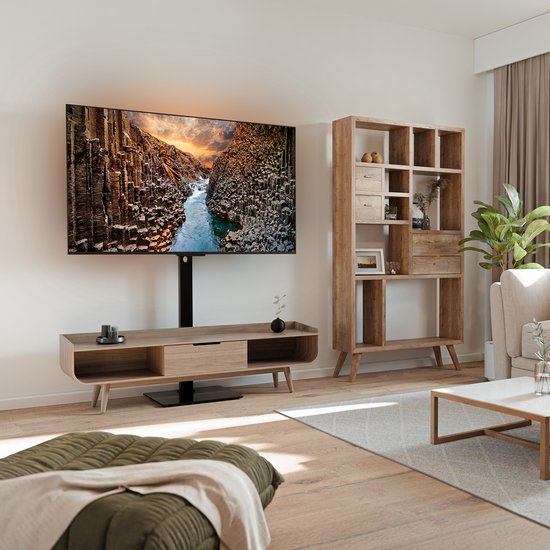 Auronic TV Standaard – Verstelbaar & Draaibaar – Max 60 kg – Voor 37-90 inch – 61 x 41 x 136,5 cm – Zwart