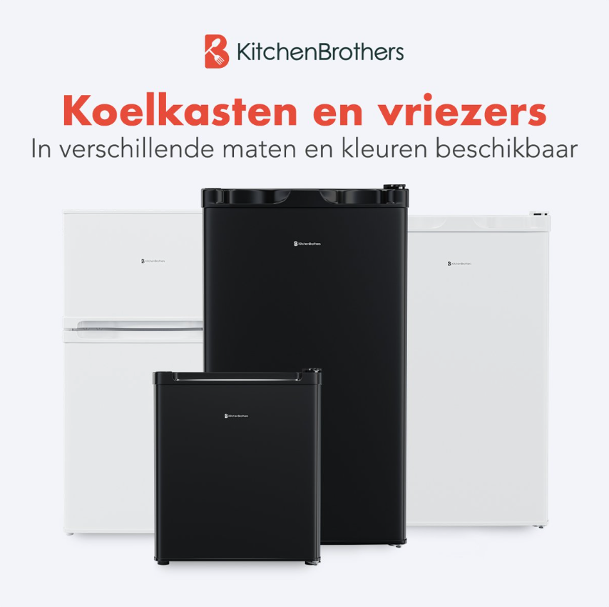 KitchenBrothers Vriezer - 64L - 3 Vrieslades - 84 x 50.40 x 47.50 cm - Zwart