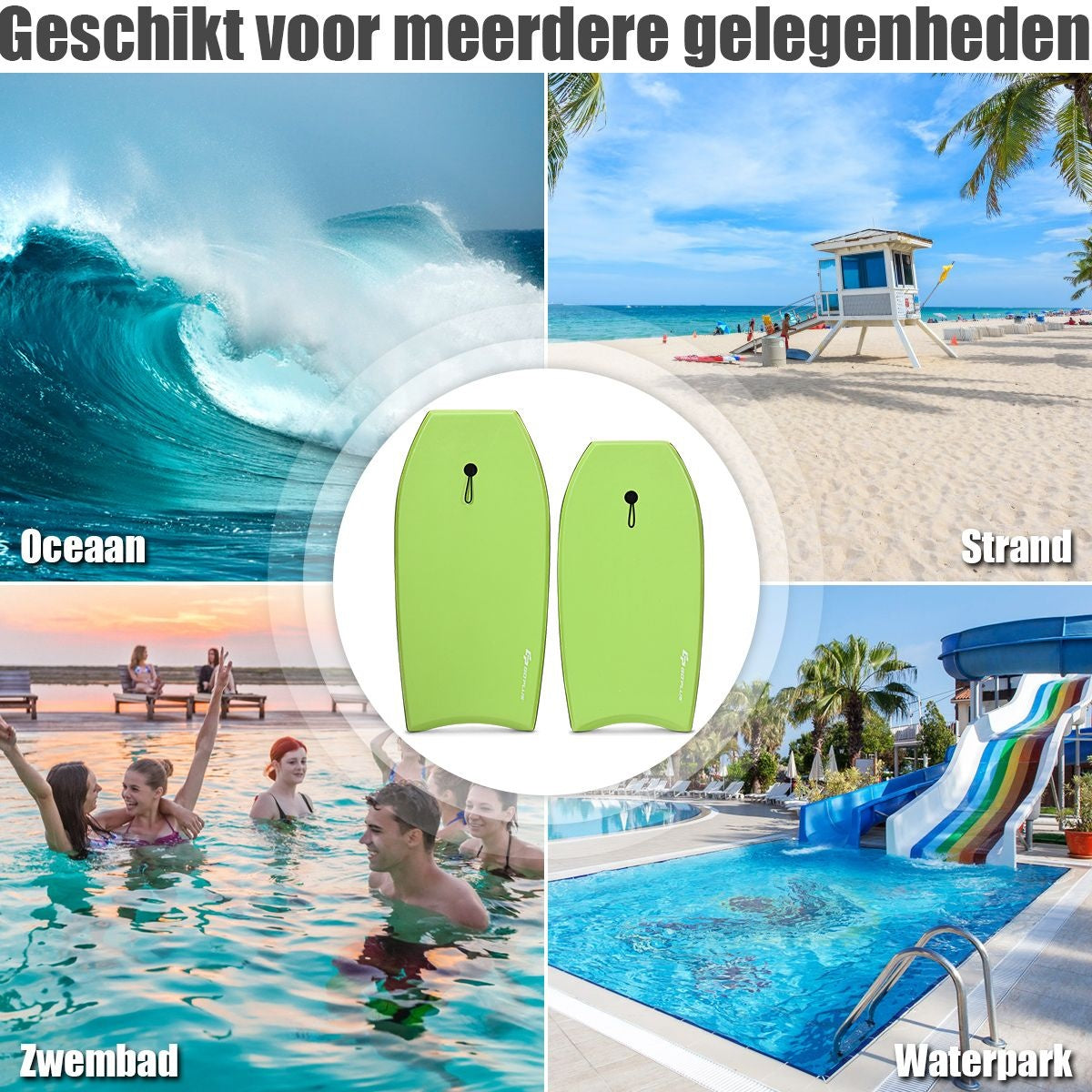 Coast Bodyboard - Lichtgewicht - Groen - 106 x 51 x 6 cm