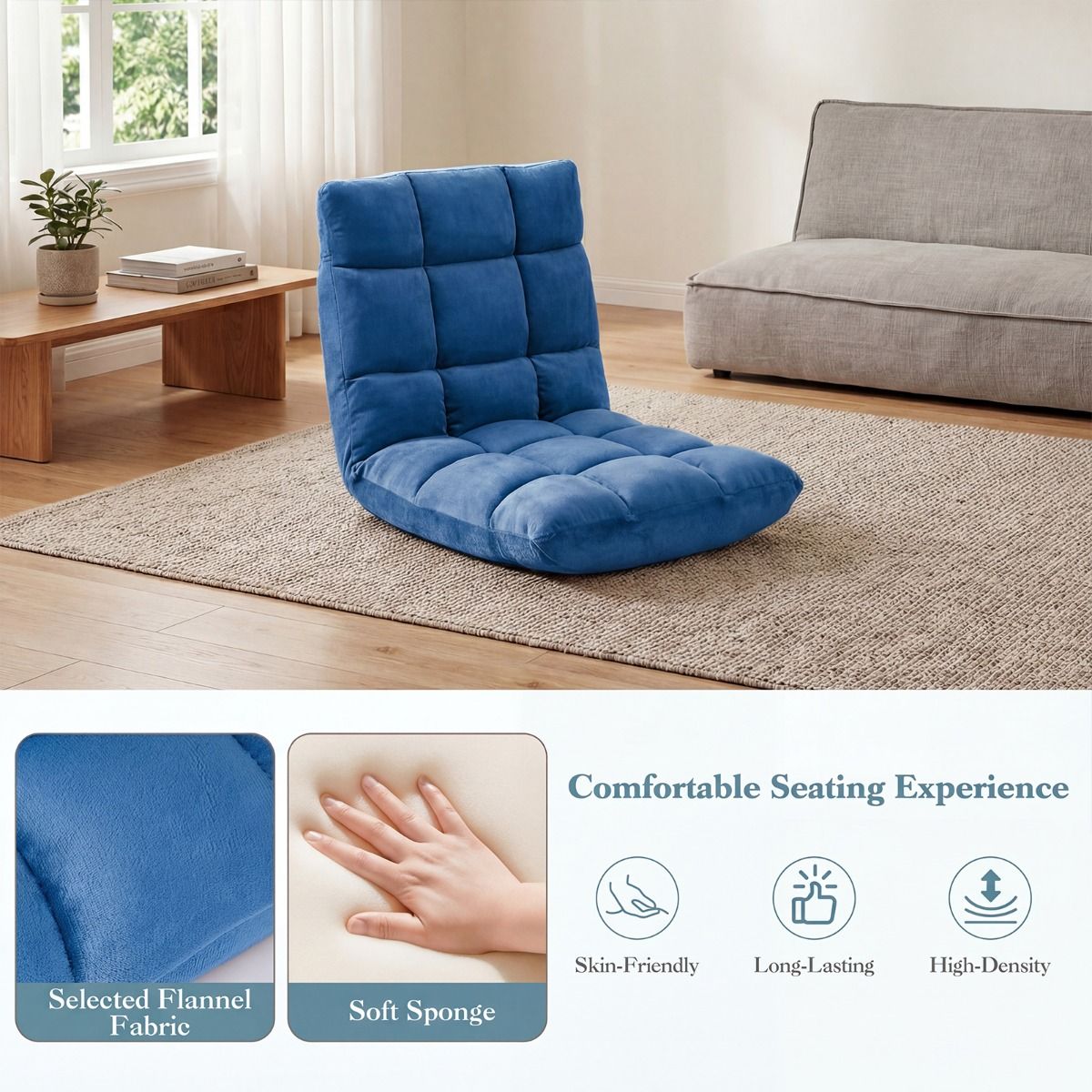 Coast Opvouwbare Tatami-ligstoel - verstelbare rugleuning in 14 standen - schuim met hoge dichtheid - blauw