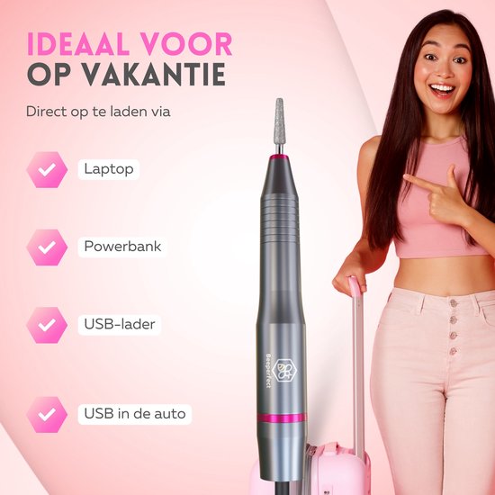 Beeperfect Elektrische Nagelvijl–Pedicureset - 20.000 RPM– Grijs