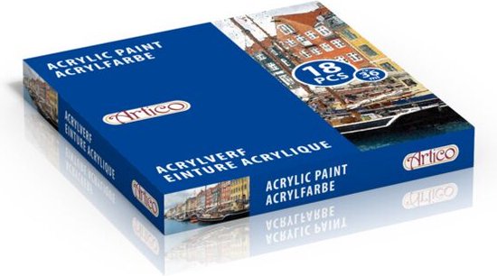 Artist & Co Acrylverf Set – 18 Tubes à 36 ml – Heldere Kleuren – Sneldrogend – Voor Canvas, Papier en Hout – Geschikt voor Beginners en Hobbyisten