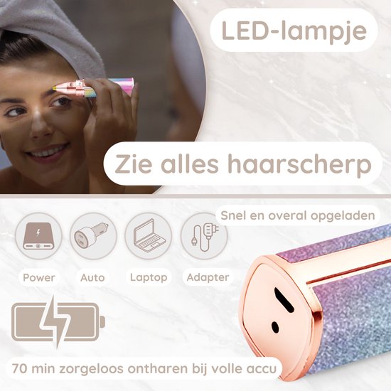 Wenkbrauw Trimmer - Gezichtsontharing Dames - Gezichtshaar Verwijderen Vrouw - Sansbeauté® - Safety Razor - Ladyshave - Flawless Gezichts Ontharing - Wenkbrauw Scheermesje