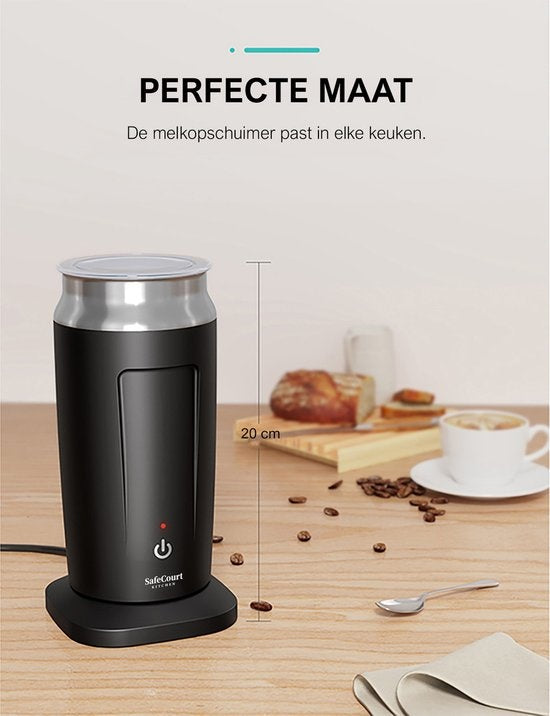 Safecourt Kitchen Melkopschuimer – 4-in-1 & Opschuimen/Verwarmen – 500 W – 14,4 x 11,3 x 19,9 cm – Zwart