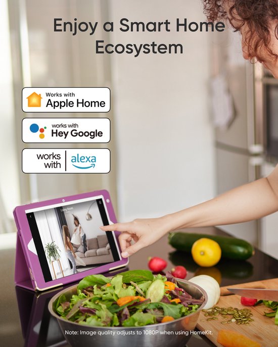eufy Security Indoor camera E30 - Indoor Cam - Huisdiercamera met app - Petcam - 4K UHD - Pan & Tilt - AI Mens - en Huisdierdetectie - Kleurennachtzicht - Compatibel met Apple HomeKit - Tweewegcommunicatie - Lokale Opslag - Geen Abonnementskosten