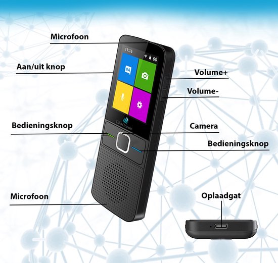 TibaGoods - Vertaalcomputer - Vertaal Apparaat - Zwart - Slimme Vertaler - 137+ Talen - Draagbare Vertaler - Lange Batterijduur