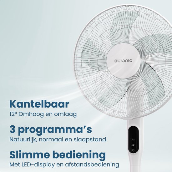 Auronic Statiefventilator - Staande Ventilator - Luchtkoeler - Vloer en tafelventilator - 3-in-1 - 12 Snelheden - Stille Ventilator - Fan - Met Afstandsbediening - Wit