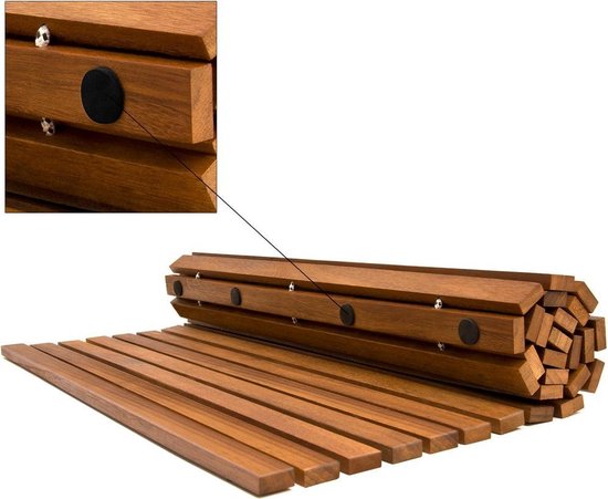 Badmat - Acaciahout Antislip Strepenpatroon 76x50cm - FSC gecertificeerd