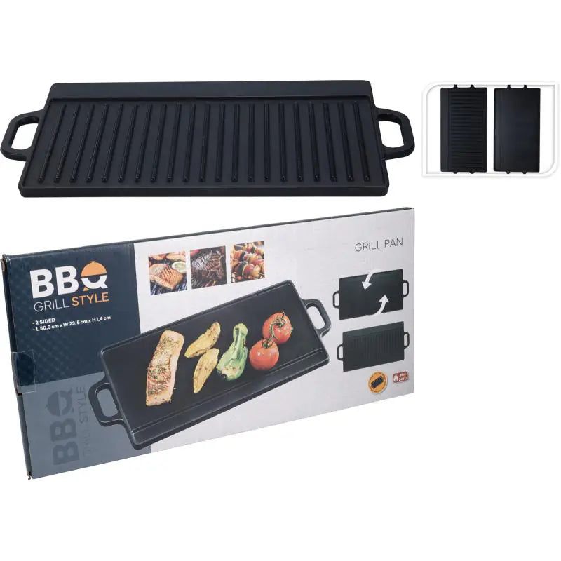 H&S for Mondex Grillplaat Gietijzer - 51 x 24 x 2,5 cm - Dubbelzijdig