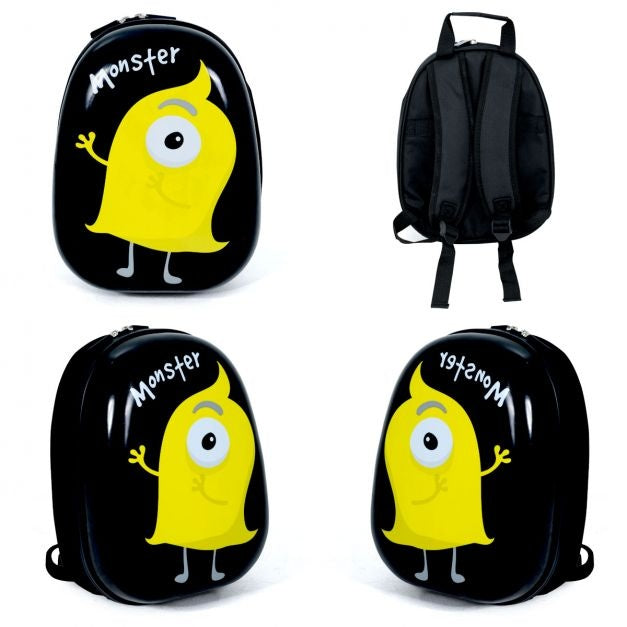 Coast Kinderkofferset 2-delig Kindertrolley + Rugzak Monsters Zwart