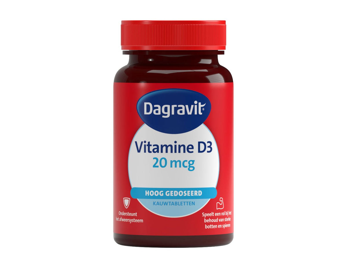 Dagravit Vitamine D3 hooggedoseerd 20 mcg - 60 kauwtabletten