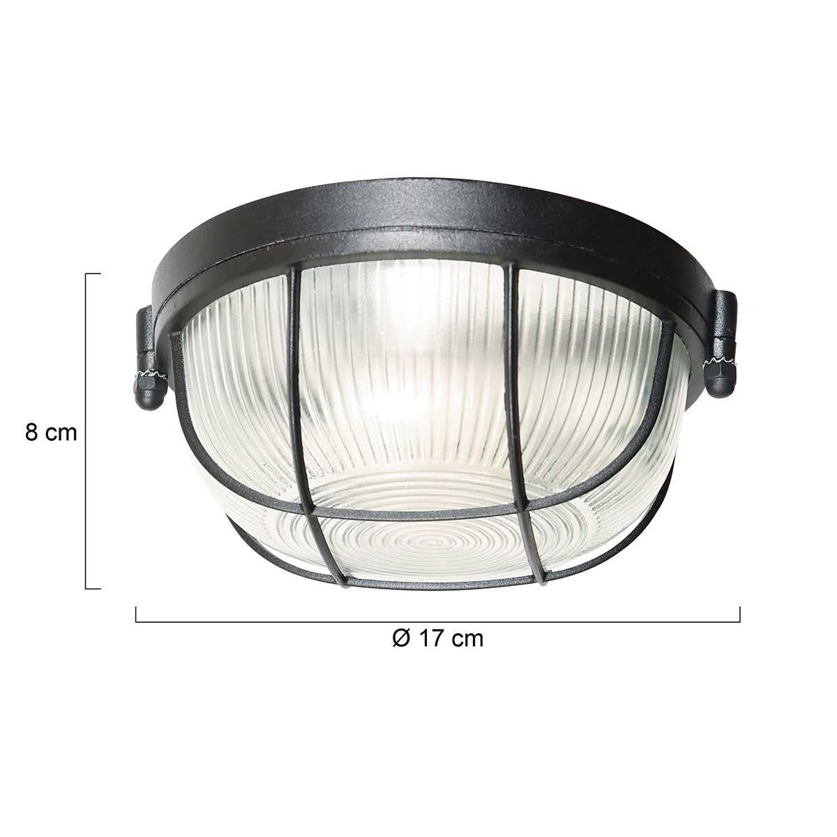 Plafondlamp Lisanne 1342ZW | Zwart metaal en glazen kap | Ø 17 cm, hoogte 8 cm | Mexlite | Trendy design voor binnengebruik