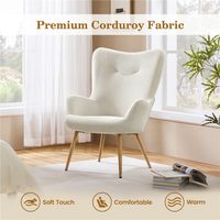 Yaheetech Loungestoel Corduroy Fauteuil met Hoge Rugleuning 68 × 70 × 97,5 cm Beige