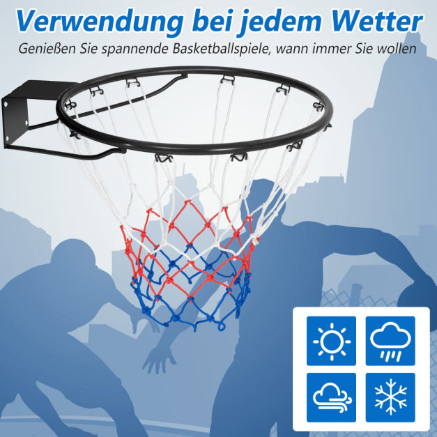 Coast Basketbalring - Metaal & Polyester - Ø45cm - 58 x 48 x 10 cm - Zwart