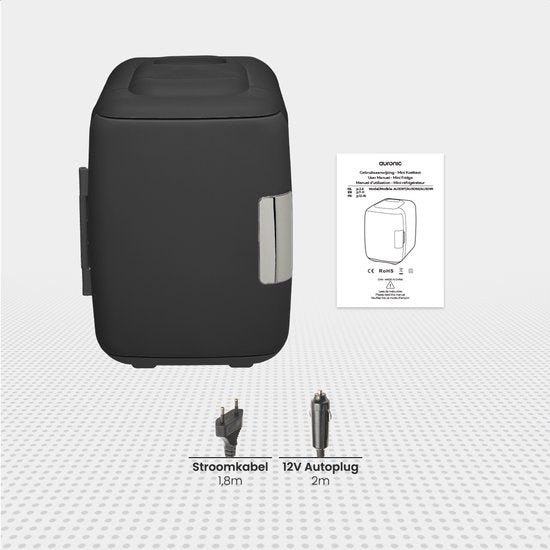 Auronic Mini Koelkast - 4 Liter - Make-Up en Beauty Skincare - 100/240V / 12V Auto Stekker - Zwart