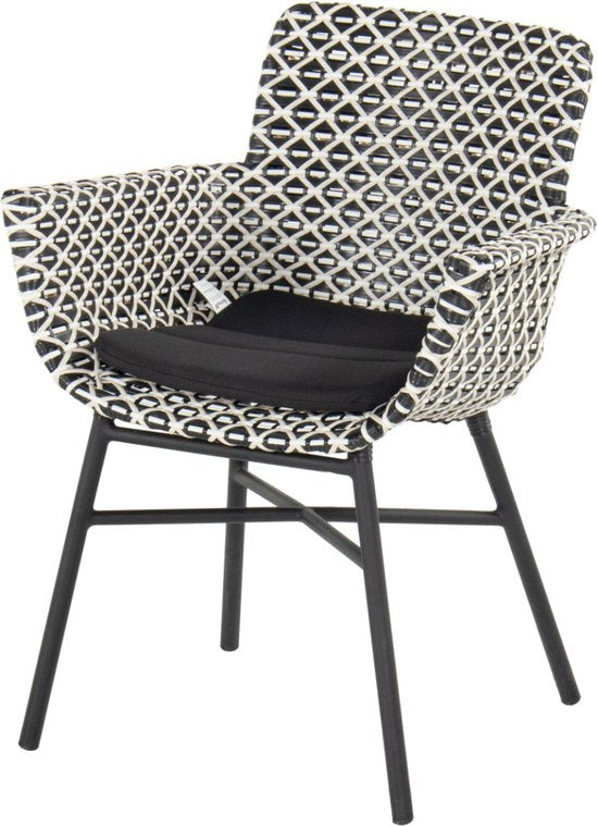 Hartman Athene Dining Tuinstoel - Black White - 58x62x87 cm