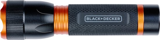 BLACK+DECKER LED Zaklamp 60 Lumen - 1W - AA-Batterij (Excl.) - 65M Bereik - 3 Lichtstanden: Hoog, Laag, Pulserend - Zwart/Oranje