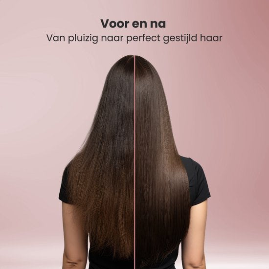 Auronic 4-in-1 Föhnborstel - Airstyler - Kammen - Stijlen - Krullen - Föhnen - 37 mm Krulborstel - 360 Graden Airflow - Zwart/Roze