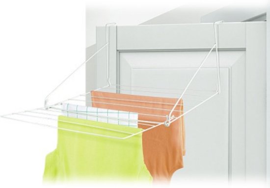 BRASQ Droogrek Hangend Wit - 5 meter - Wasdroger voor Deur en Balkon - Wasrek inklapbaar - Wanddroogrek - Ophangbaar droogrek- 53x71x27 cm