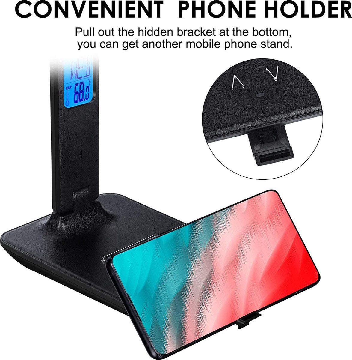 Fuegobird LED Bureaulamp - met kalender - USB-oplaadpoort - opvouwbaar - Zwart