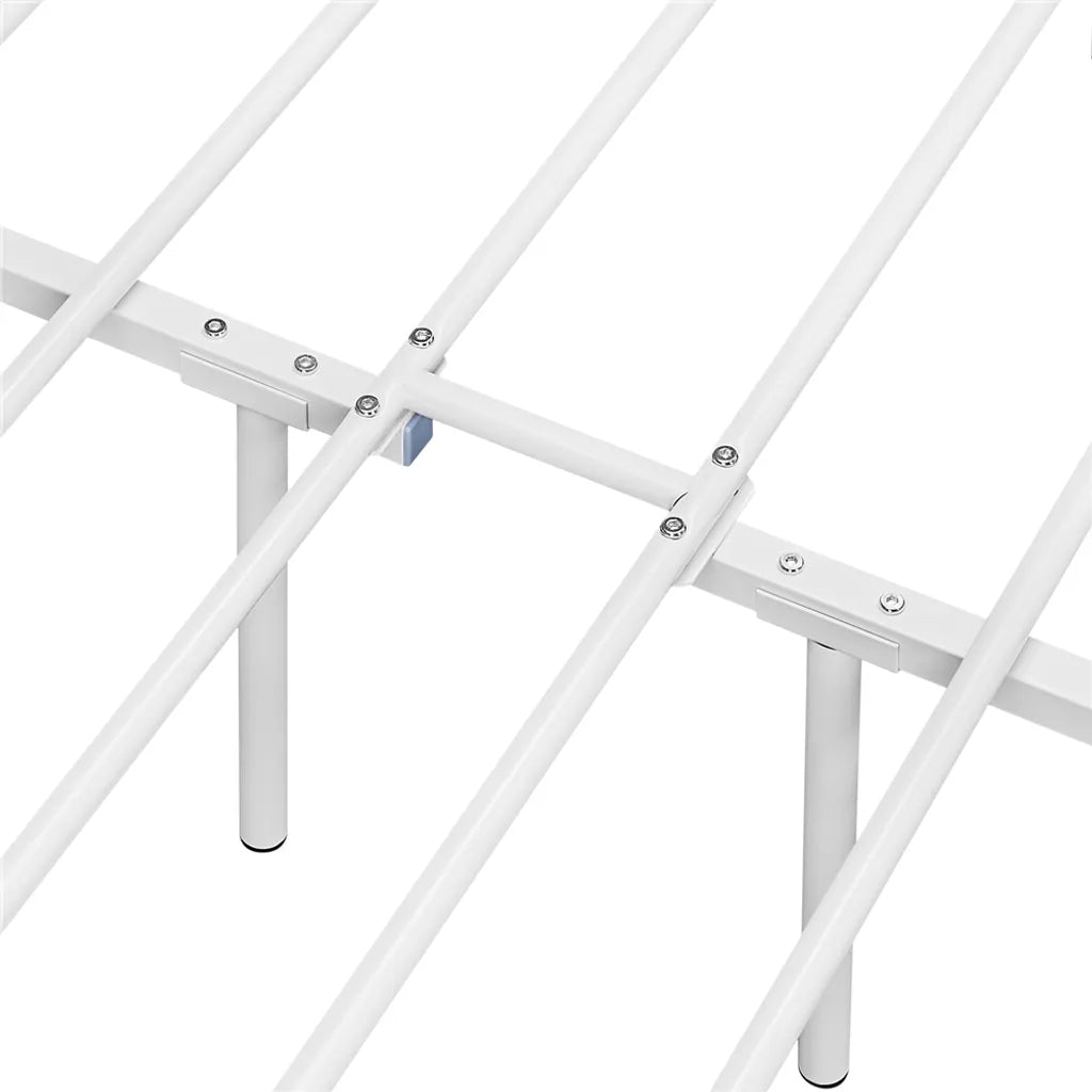 Yaheetech Metalen Bedframe 140 x 200 cm - Wit - Tweepersoonsbed met Lattenbodem en Hoog Hoofdbord