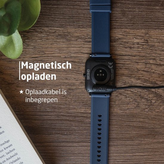 BREND Smartwatch voor Dames en Heren - Stappenteller, Bloeddrukmeter en Hartslagmeter - Sporthorloge - Waterdicht – Blauw