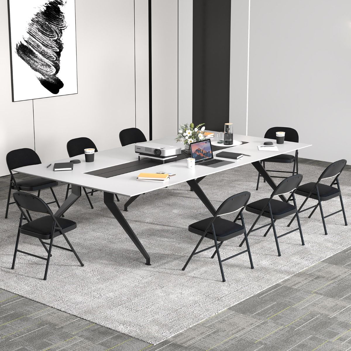 Coast Klapstoelen Set van 2 - metalen frame - kunstlederen bekleding - zwart