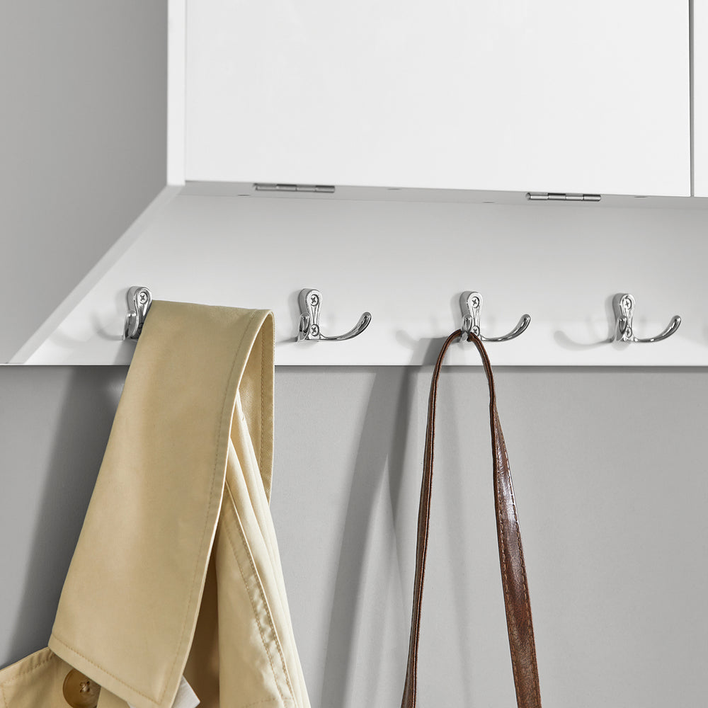 SoBuy Wandkapstok met 2 deuren en 5 dubbele haken - 78x20x30 cm - Max. 25KG - Wit