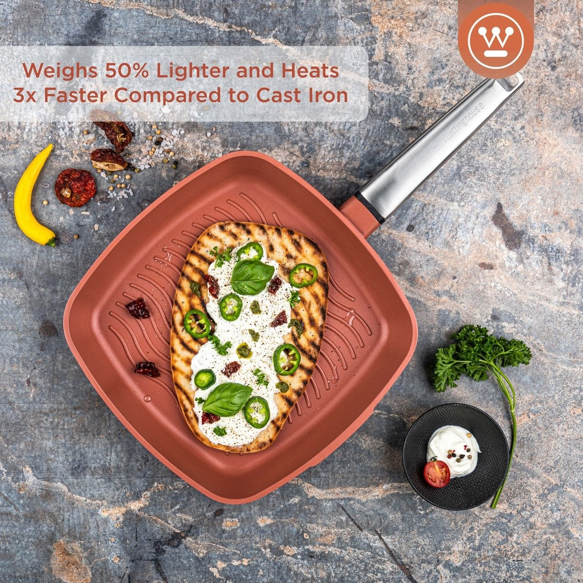 Westinghouse Performance Series Grillpan - Oven Geschikt - 28 cm - Oranje