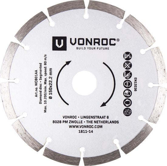 VONROC Diamantzaagbladen – Ø150MM – universeel – 2 stuks – steen & harde materialen